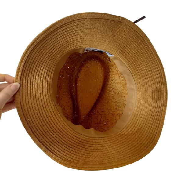 The Hatter Co Raffia Brim Hat Straw Woven Beach Summer Brimmed Golf Hat Resort - Picture 6 of 11